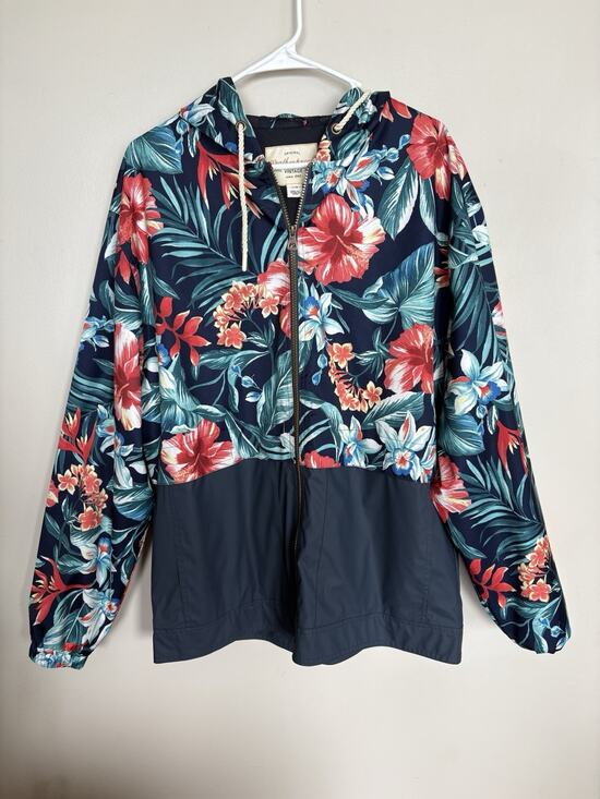 Weatherproof Other - Weatherproof Vintage Men’s L Tropical Floral Hooded Rain Jacket Full Zip